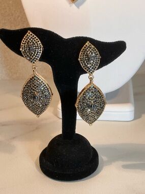 ‘Sophistication’ earrings. Micro- mini hematite crystals.